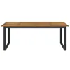 A rectangular wooden table with black U-shaped legs, presented against a white background. Podgląd zdjęcia produktu