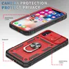 A product image showing a red and black iPhone case with a sliding camera cover and a ring holder. The image is split into two views, one showing the front of the phone in the case and the other showing the back of the case. Produktbild-Vorschau
