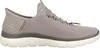 A side view of a gray Skechers slip-on shoe against a white background. Produktbild-Vorschau