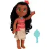A doll of the character Moana from Disney, standing on a white background with a small blue accessory to the right. Voir les images du produit