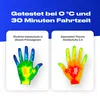 A comparison of thermal imaging of hands wearing different gloves at 0°C and after 30 minutes of riding time. Produktbild-Vorschau