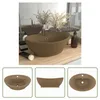 The Living Store Luxus-Waschbecken Überlauf Oval Matt Creme Produktbild-Vorschau 1