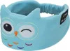 A light blue fleece headband with an owl design and integrated Bluetooth headphones. Náhled obrázku produktu