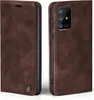 A brown flip cover phone case is shown from two angles. Produktbild-Vorschau