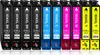 A collection of ink cartridges lined up against a white background. Produktbild-Vorschau