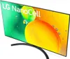 A television screen displaying a colorful abstract image with water droplets and the LG NanoCell logo. Produktbild-Vorschau