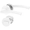 A white door handle set with a round rosette and a separate WC lock. Produktbild-Vorschau