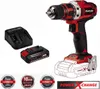 A cordless drill, battery, and charger are displayed against a white background, with marketing badges and text overlays. Produktbild-Vorschau