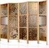 A five-panel room divider with an abstract tree of life design, standing on a white reflective surface. Voir les images du produit