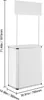 A white display stand with a header sign, shown with dimensions indicated. Produktbild-Vorschau
