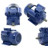 A collage of four different views of a blue electric motor. Produktbild-Vorschau