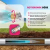 Diagrams and text explaining the features of a rotating nozzle for pipe cleaning. Produktbild-Vorschau