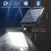 A solar-powered outdoor light with a separate solar panel, shown in a rainy, stormy environment with lightning. Produktbild-Vorschau