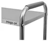 A close-up view of a stainless steel serving cart. Produktbild-Vorschau