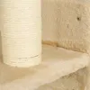 A close-up view of a beige cat scratching post and a shelf, both covered in soft, fuzzy material. Náhled obrázku produktu