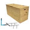 A wooden storage box and a garden irrigation system are shown against a white background. Anteprima dell’immagine prodotto