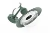 A green outdoor wall lamp shown from a low angle against a white background. Produktbild-Vorschau