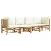 vidaXL 4-tlg. Garten-Lounge-Set mit Cremeweißen Kissen Produktbild-Vorschau 4