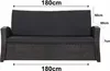 A front view of a dark gray outdoor sofa cushion set with dimensions indicated by text overlays. Produktbild-Vorschau