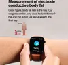 A person's wrist wearing a smartwatch displaying body fat percentage, with accompanying marketing text and graphics about body fat measurement. Náhled obrázku produktu