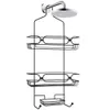 A black metal shower caddy with two shelves and a soap dish, hanging from a shower head. Anteprima dell’immagine prodotto