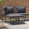 vidaXL Gartenhocker mit Dunkelgrauem Kissen Poly Rattan Produktbild-Vorschau 2