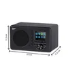 A black Ferguson Regent DAB151 portable DAB+ radio with a color display and buttons is shown against a white background. Dimensions are indicated with measurement lines and text. Produktbild-Vorschau