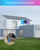 A house with a security camera system and cables, illustrating connection distance. Produktbild-Vorschau