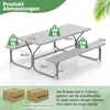 A diagram showing the dimensions and weight capacity of a picnic table and bench set. Produktbild-Vorschau