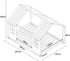 A technical drawing of a children's bed with dimensions. Náhled obrázku produktu