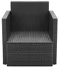 vidaXL Záhradné kreslo s vankúšmi Poly Rattan Black Náhľad obrázku produktu 3