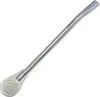 A silver metal mate straw with a filter at the end, placed on a white background. Voir les images du produit