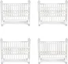 Four identical white baby cribs are shown against a white background, arranged in a 2x2 grid. Produktbild-Vorschau