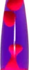 A lava lamp with purple liquid and red lava blobs. Produktbild-Vorschau