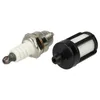 A spark plug and a fuel filter are shown against a white background. Produktbild-Vorschau