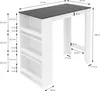 A diagram showing the dimensions of a bar table with shelves. Produktbild-Vorschau