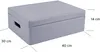 A gray storage box with dimensions indicated by lines and text. Produktbild-Vorschau