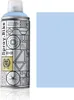 A spray can of light blue paint next to a swatch of the same color. Produktbild-Vorschau