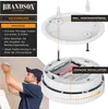 A collage showing a man installing a smoke detector, a close-up of the smoke detector's mounting bracket and battery compartment, and text explaining the installation process. Produktbild-Vorschau