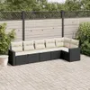 Design 6-tlg. Garten-Sofagarnitur mit Kissen Schwarz Poly Produktbild-Vorschau 1