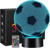 A 3D soccer ball night light with a remote control and packaging. Produktbild-Vorschau