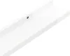 A close-up view of a white shelf with a pre-drilled hole for mounting. Voir les images du produit