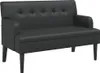 A black loveseat with tufted backrest and wooden legs, shown from a three-quarter front view against a white background. Náhled obrázku produktu