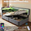 Łóżko tapicerowane Merax 90 x 200 cm z oświetleniem LED i Podgląd zdjęcia produktu 5