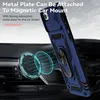 A blue phone case with a ring holder is shown attached to a magnetic car mount inside a car. Produktbild-Vorschau