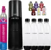 A SodaStream Terra sparkling water maker set with a CO2 cylinder, four reusable bottles, and several flavor syrups. Produktbild-Vorschau