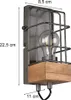 1-flammige Industrial Gitter Wandleuchte mit Holz für Produktbild-Vorschau 4