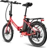 A red electric bicycle is shown from a three-quarter rear view against a white background. Produktbild-Vorschau