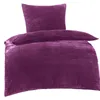 A purple duvet cover and pillowcase set with a ribbed texture, presented on a white background. Produktbild-Vorschau