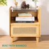 Navaris Nachtschrank aus Bambus mit Rattan Look - Produktbild-Vorschau 2
